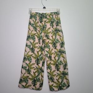 Janie and Jack Pink Green Palm Pants 10